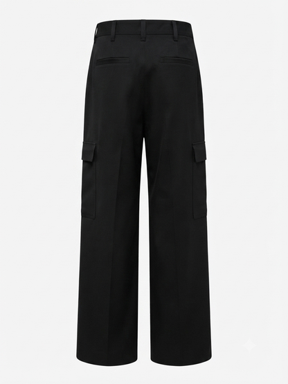 Next Wide Leg Black Cargo Trousers