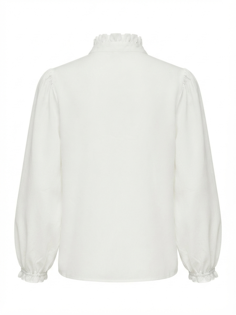 Friends Like These Long Sleeve Frill Collar Blouse White