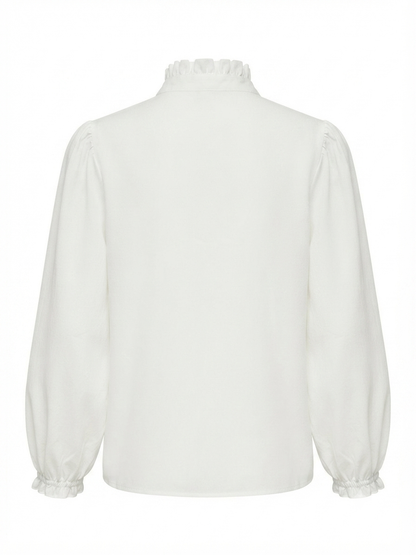 Friends Like These Long Sleeve Frill Collar Blouse White