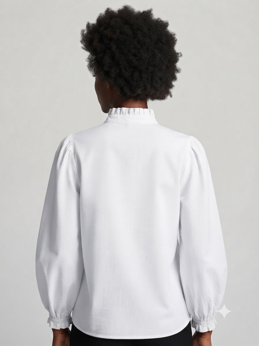 Friends Like These Long Sleeve Frill Collar Blouse White