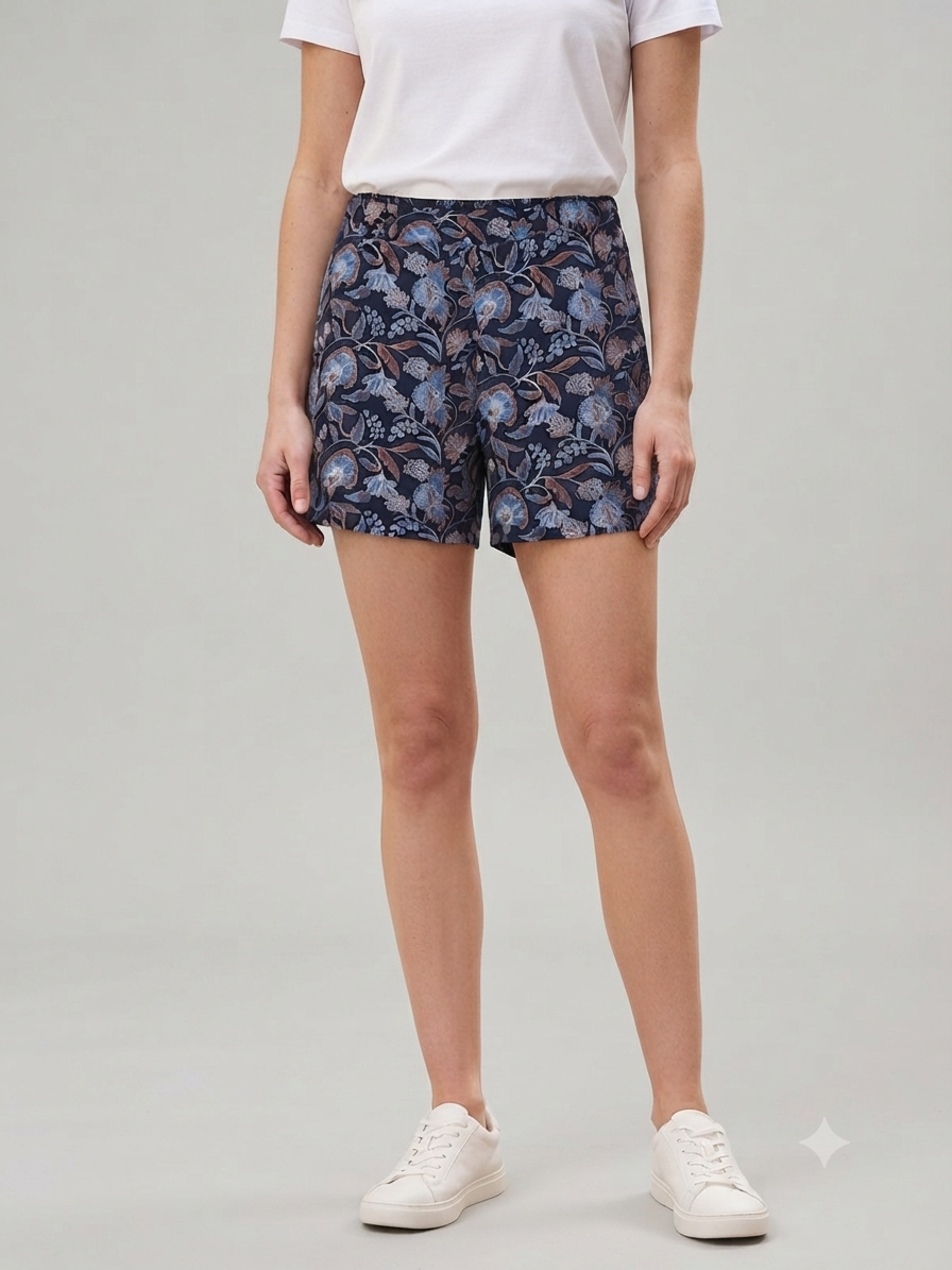 Tu Woman Blue Floral Print Short