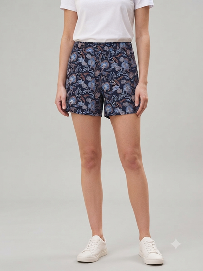 Tu Woman Blue Floral Print Short