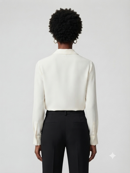 Cream Cowl Neck Long Sleeve Blouse
