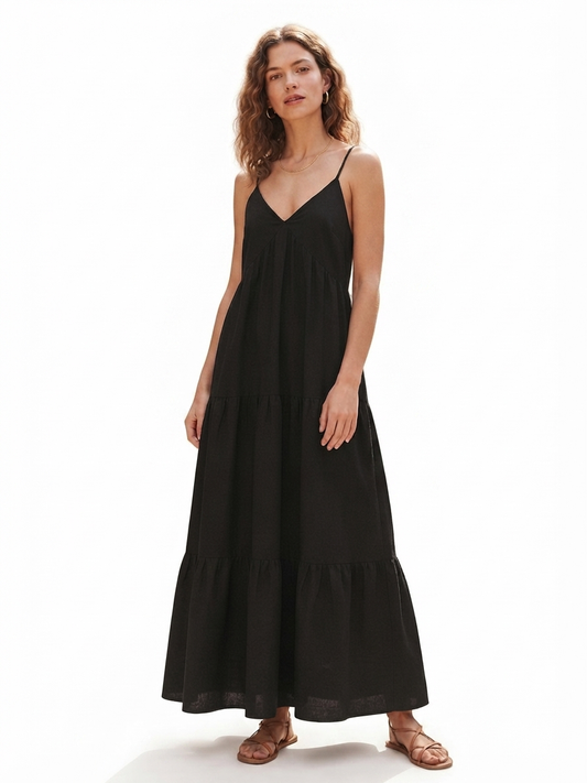 Spaghetti Straps Sleevesless V-Neck Maxi Dress