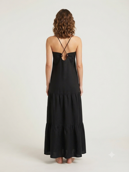Spaghetti Straps Sleevesless V-Neck Maxi Dress