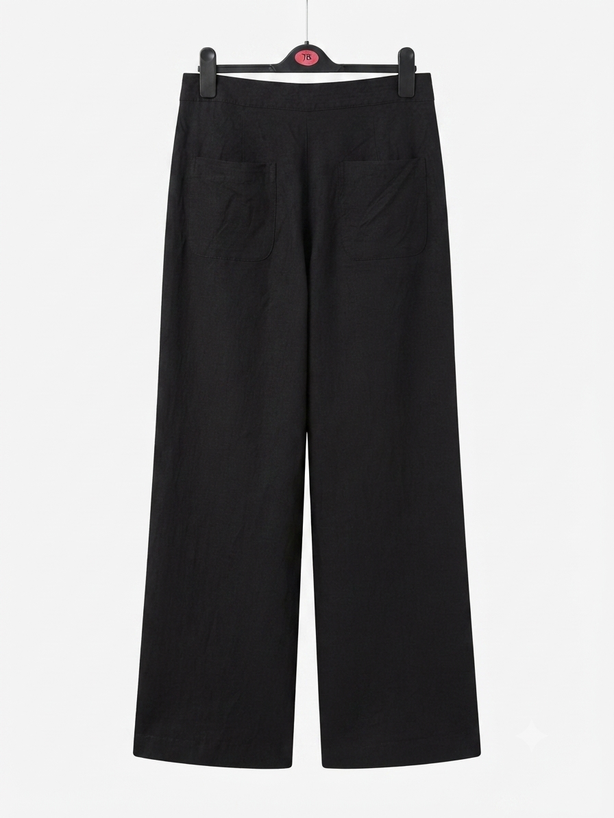 Black High Waist Relaxed Wide Leg Trouser