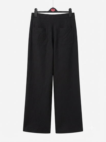 Black High Waist Relaxed Wide Leg Trouser