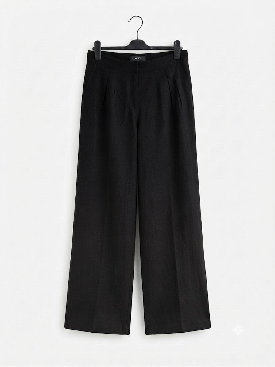 Black High Waist Relaxed Wide Leg Trouser