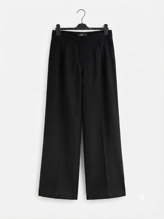 Black High Waist Relaxed Wide Leg Trouser
