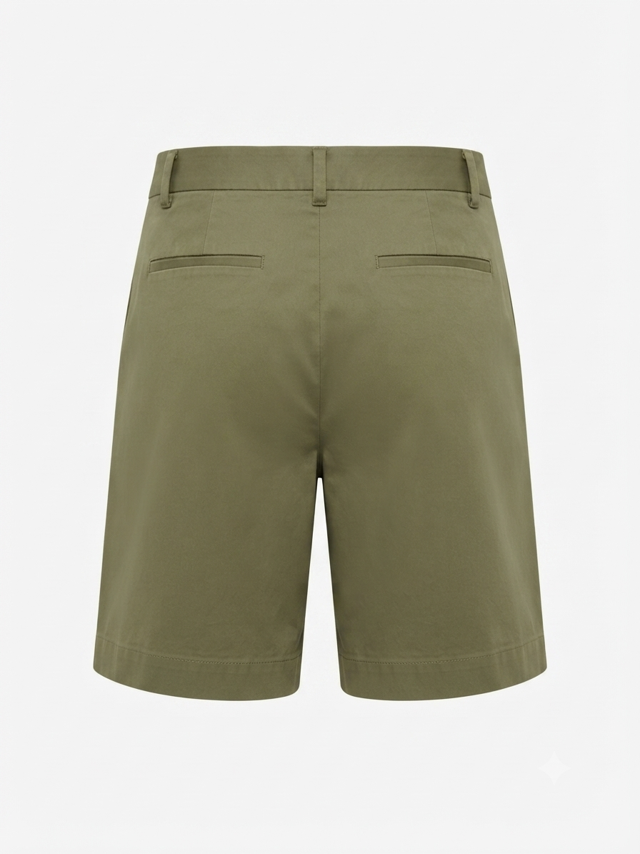 Khaki Tailored Pleated Front Shorts