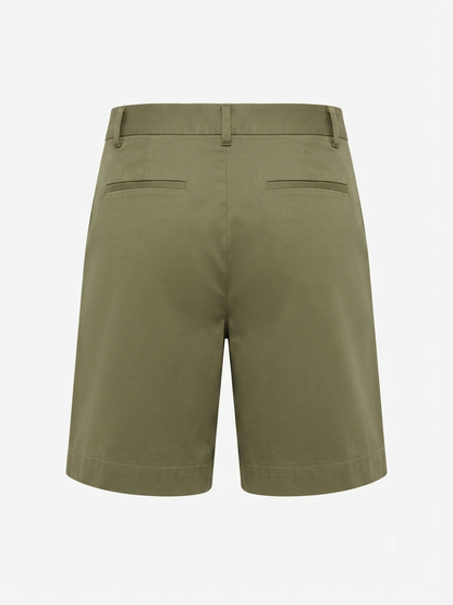 Khaki Tailored Pleated Front Shorts