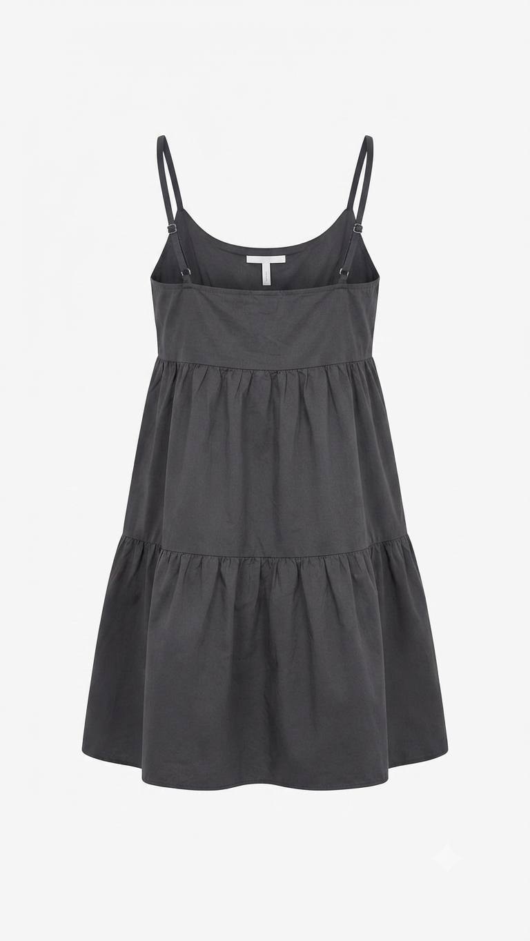Round Neck Ruffle Detailing Mini Dress