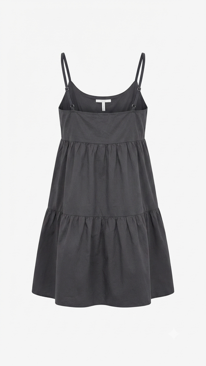 Round Neck Ruffle Detailing Mini Dress