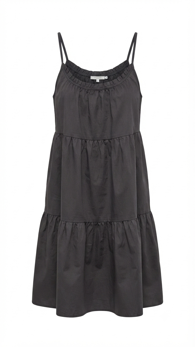 Round Neck Ruffle Detailing Mini Dress