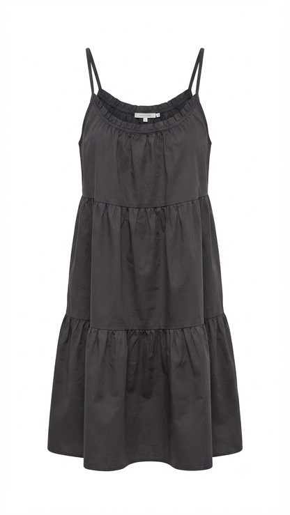 Round Neck Ruffle Detailing Mini Dress