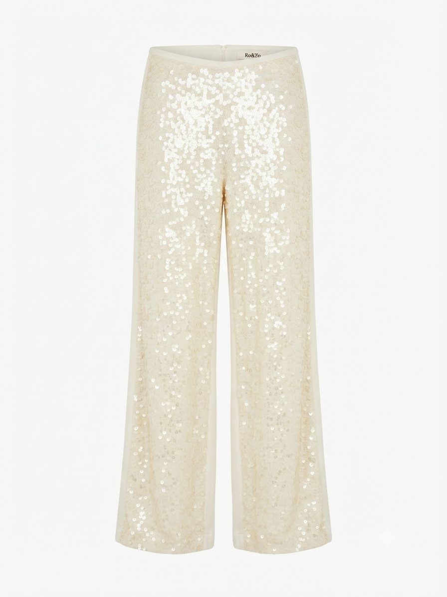 Ro&Zo Sequin Peplum Top And Relaxed Wide Trouser Sets