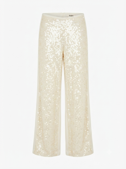 Ro&Zo Sequin Peplum Top And Relaxed Wide Trouser Sets