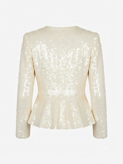 Ro&Zo Sequin Peplum Top And Relaxed Wide Trouser Sets