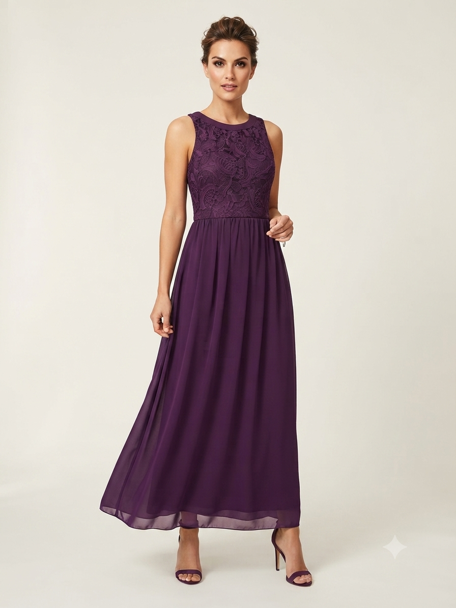 Yours London Curve Purple Lace Bodice Maxi Dress