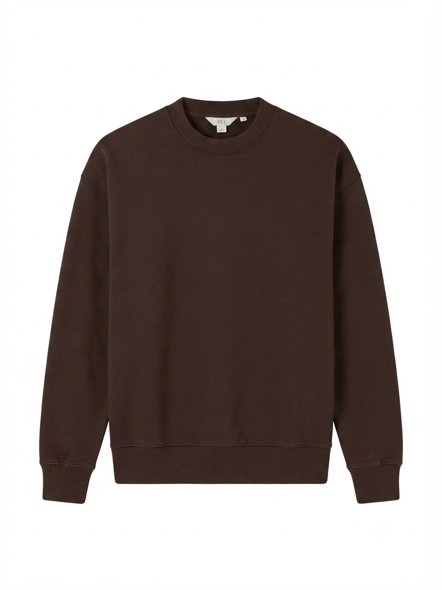 Chocolate Brown Cream Neck Sweatshirt