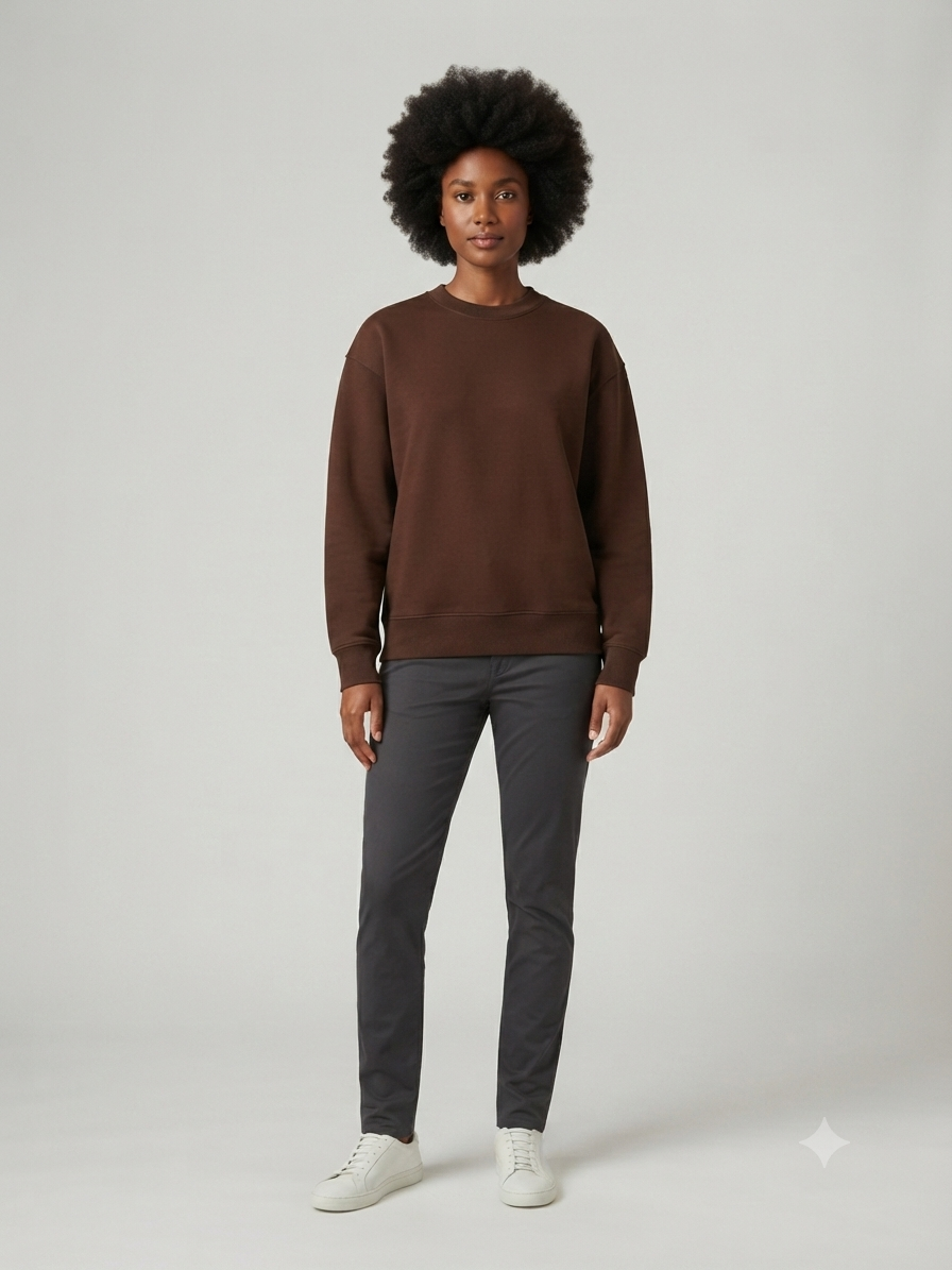 Chocolate Brown Cream Neck Sweatshirt