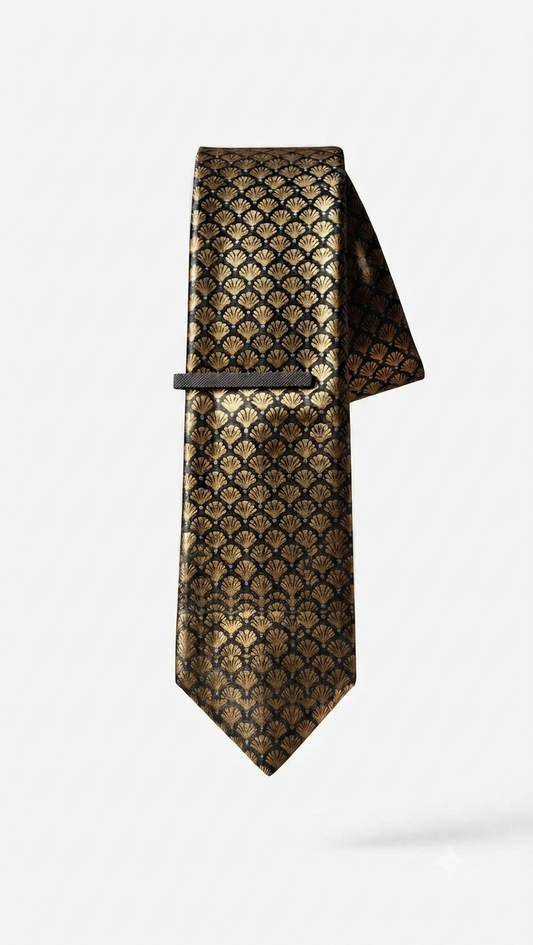 Next Fan Motif Gold Tie