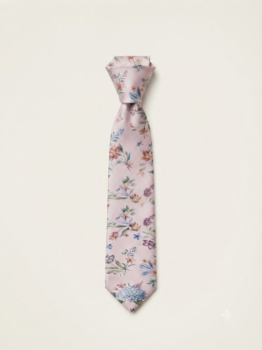Blush Pink Floral Pattern Tie