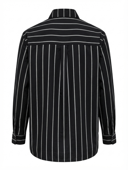 Long Sleeve Cream & Black Stripe Shirt