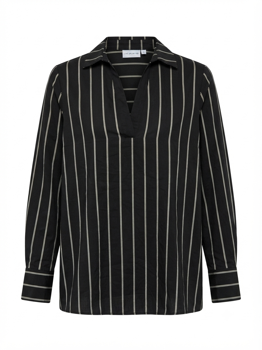 Long Sleeve Cream & Black Stripe Shirt