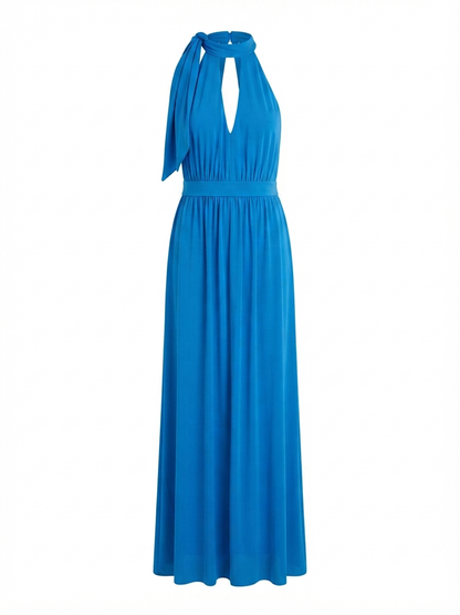 Lipsy Halter Neck Open Back Maxi Dress - Blue
