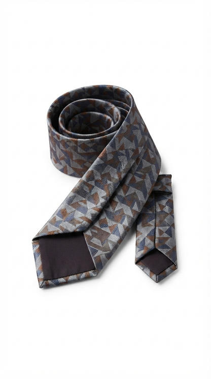 Contemporary Geometric Triangle Pattern Slim Tie