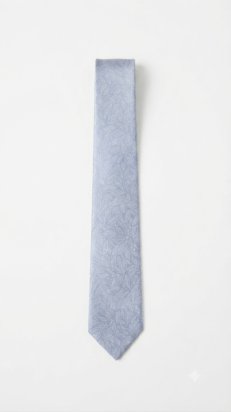 Detailed Leaf Motif Tie - Sky Blue