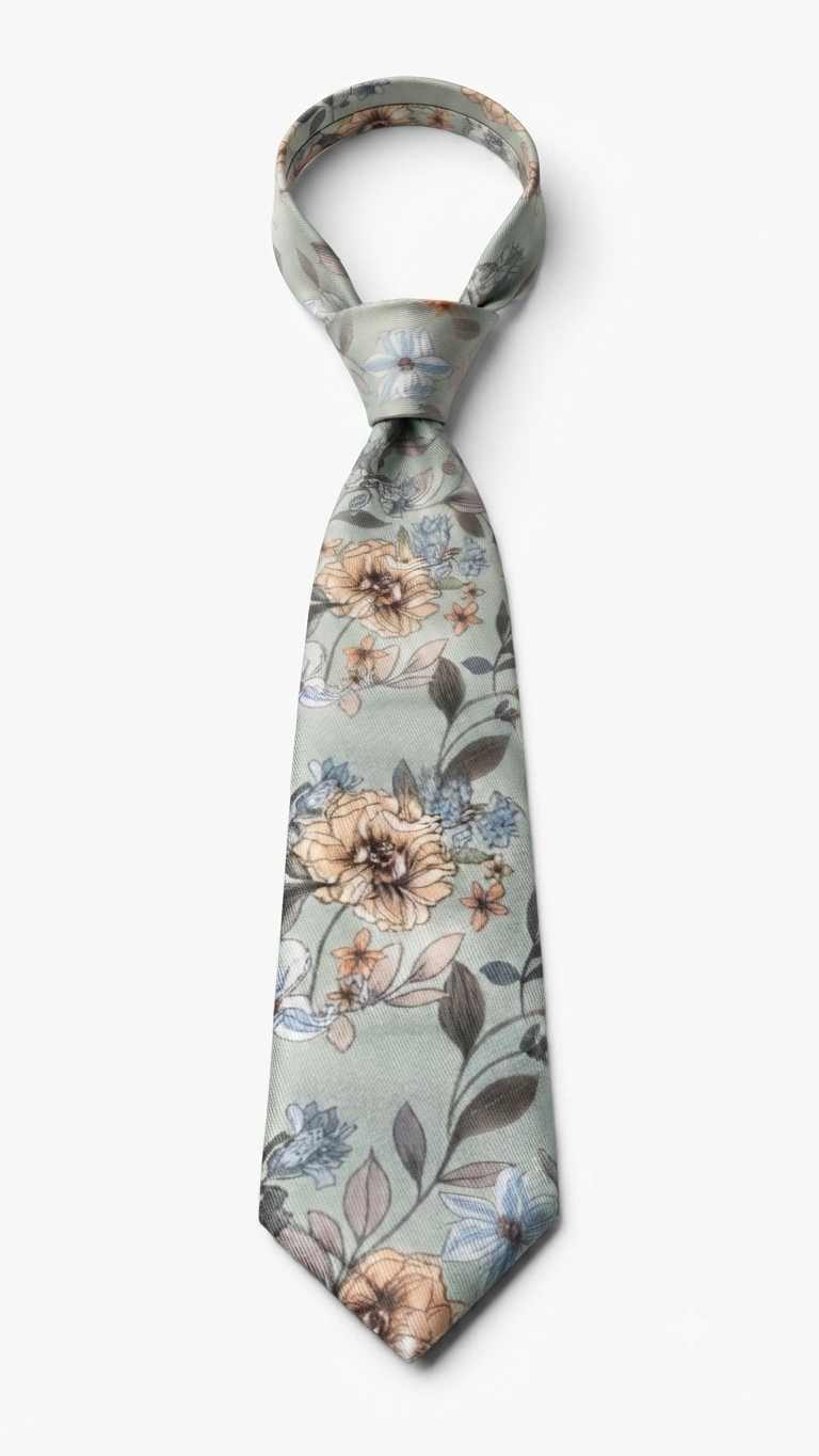 Sage Green Signature Silk Floral Tie