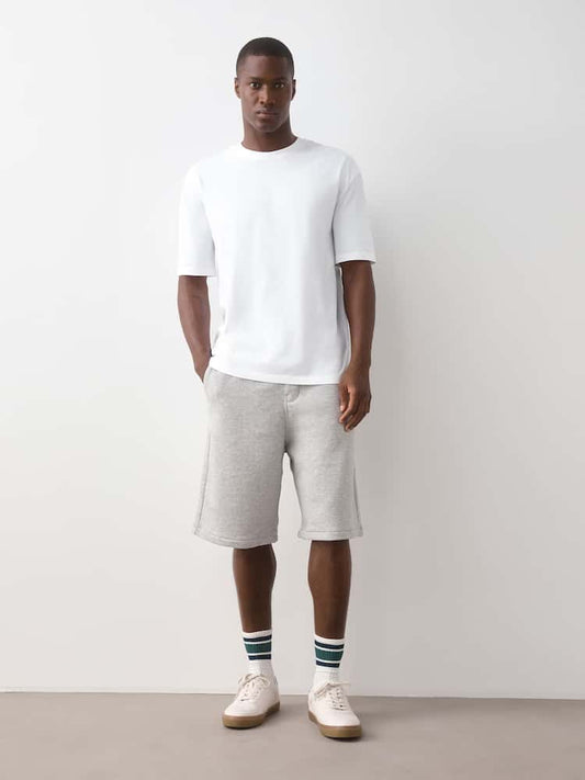 White Relaxed Fit Essential Crew Neck Cotton T-Shirt