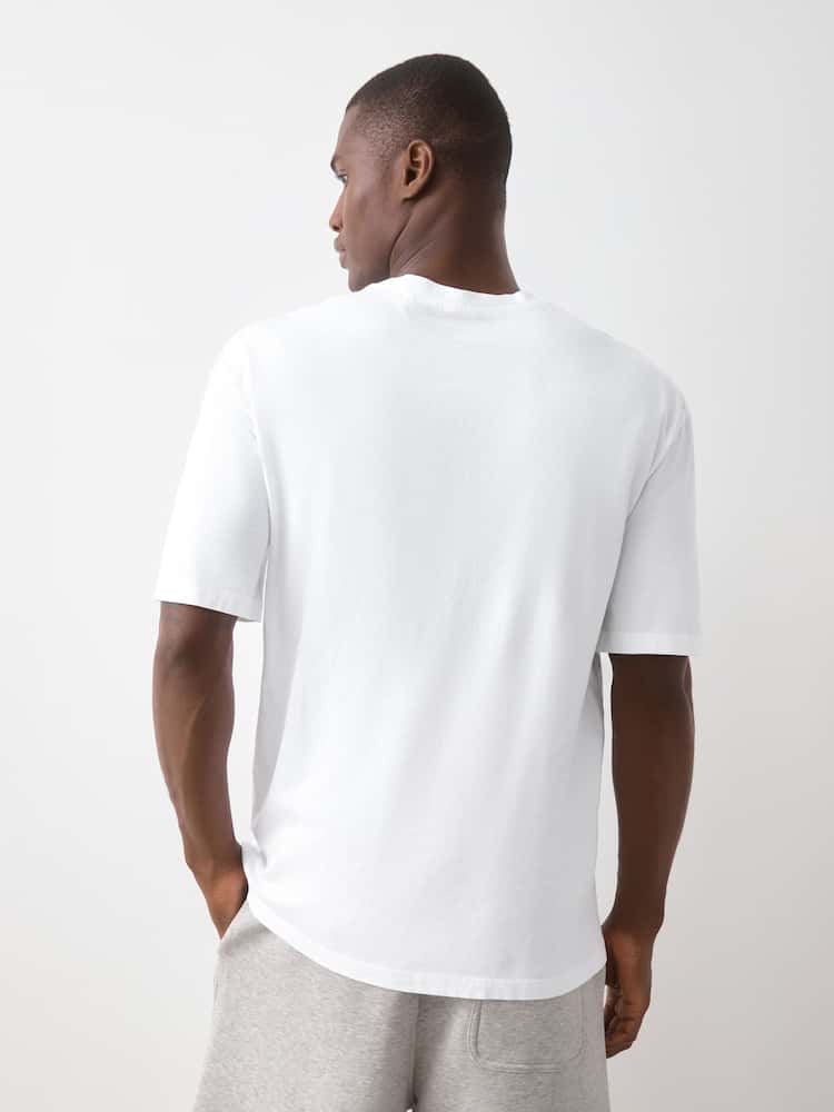 White Relaxed Fit Essential Crew Neck Cotton T-Shirt