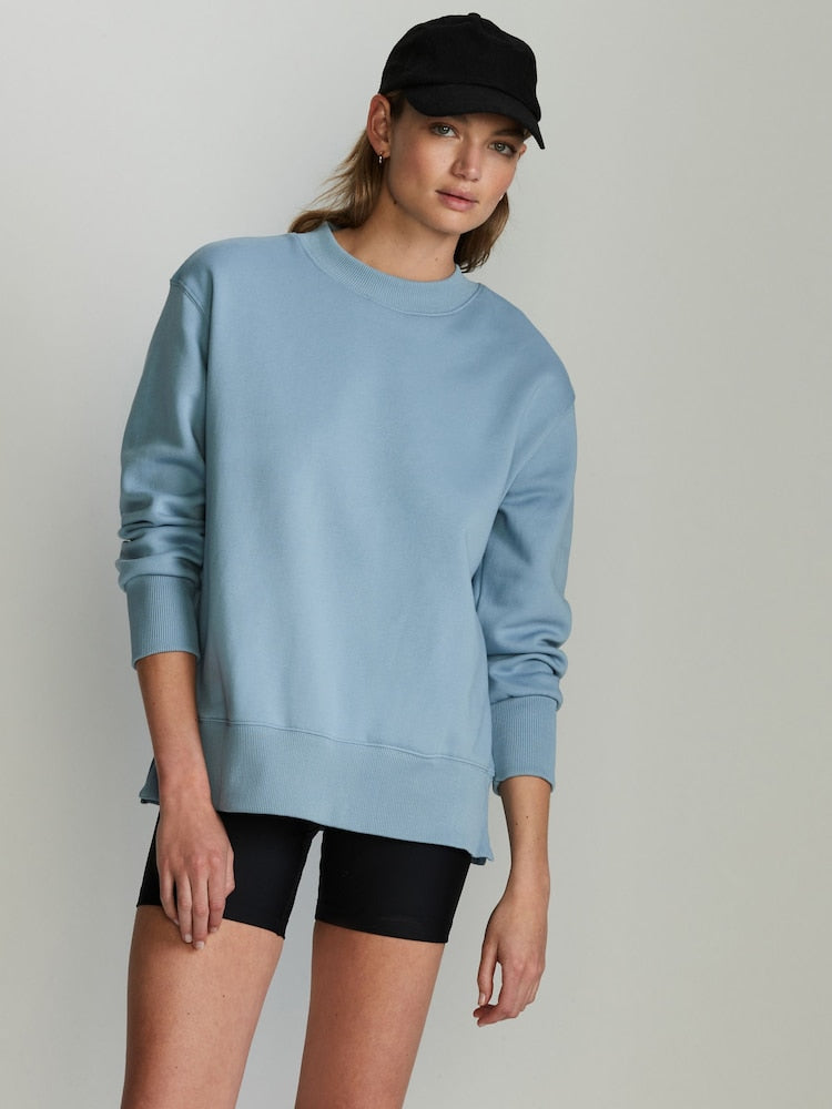 Dusky Blue Relaxed Fit Essentials Longline Sweatshirt