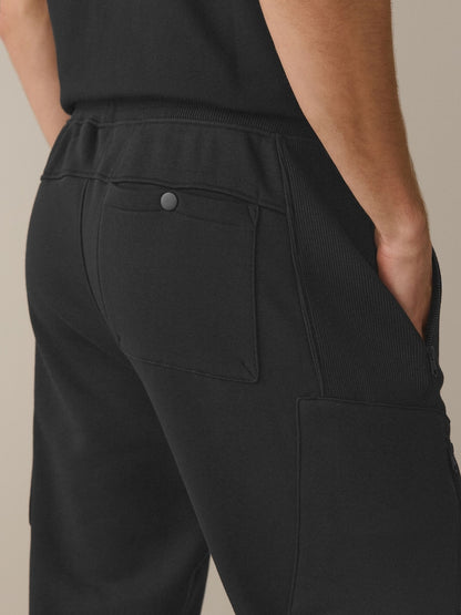 Black Utility Brushback Slim Fit Cargo Joggers