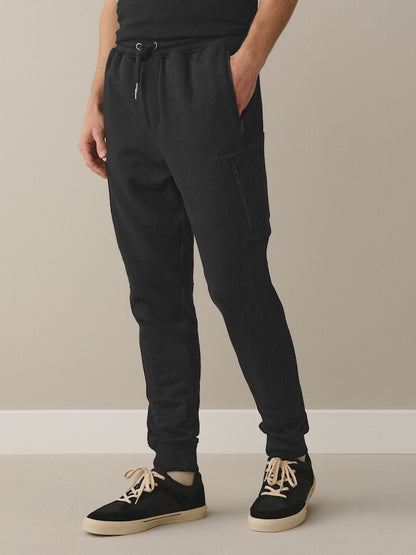 Black Utility Brushback Slim Fit Cargo Joggers