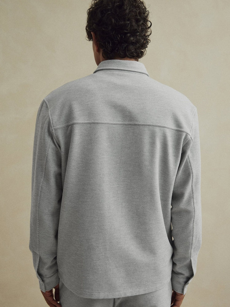Grey Jersey Twill Popper Jacket