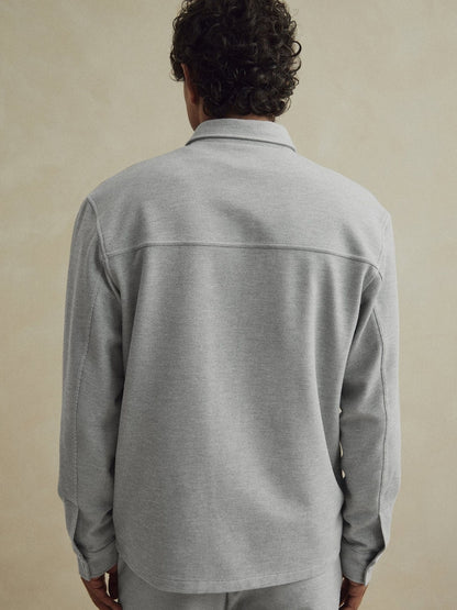 Grey Jersey Twill Popper Jacket