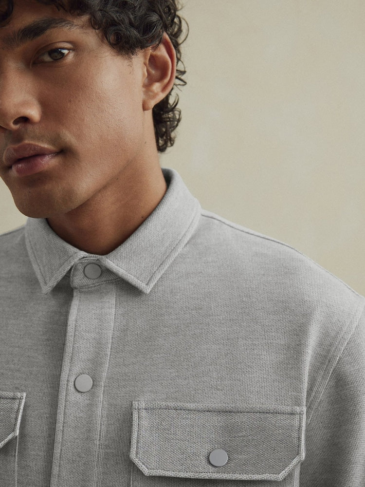 Grey Jersey Twill Popper Jacket