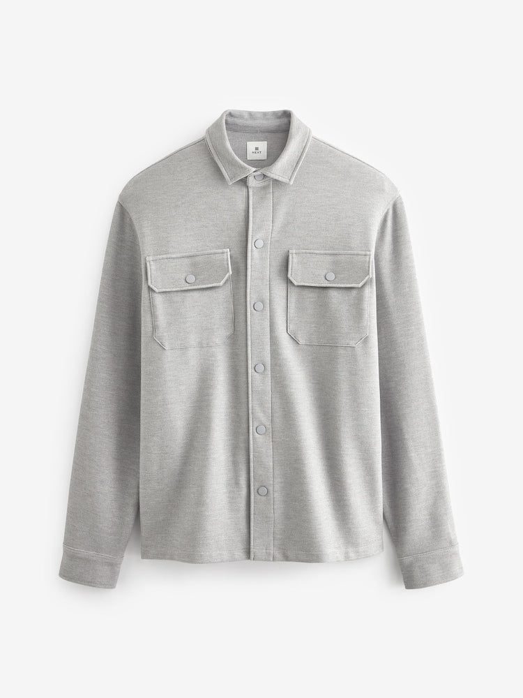 Grey Jersey Twill Popper Jacket