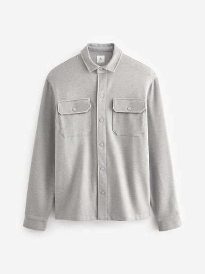 Grey Jersey Twill Popper Jacket
