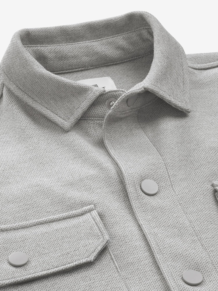 Grey Jersey Twill Popper Jacket