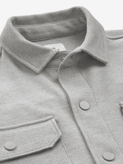 Grey Jersey Twill Popper Jacket