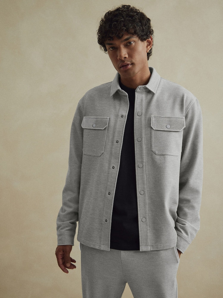 Grey Jersey Twill Popper Jacket