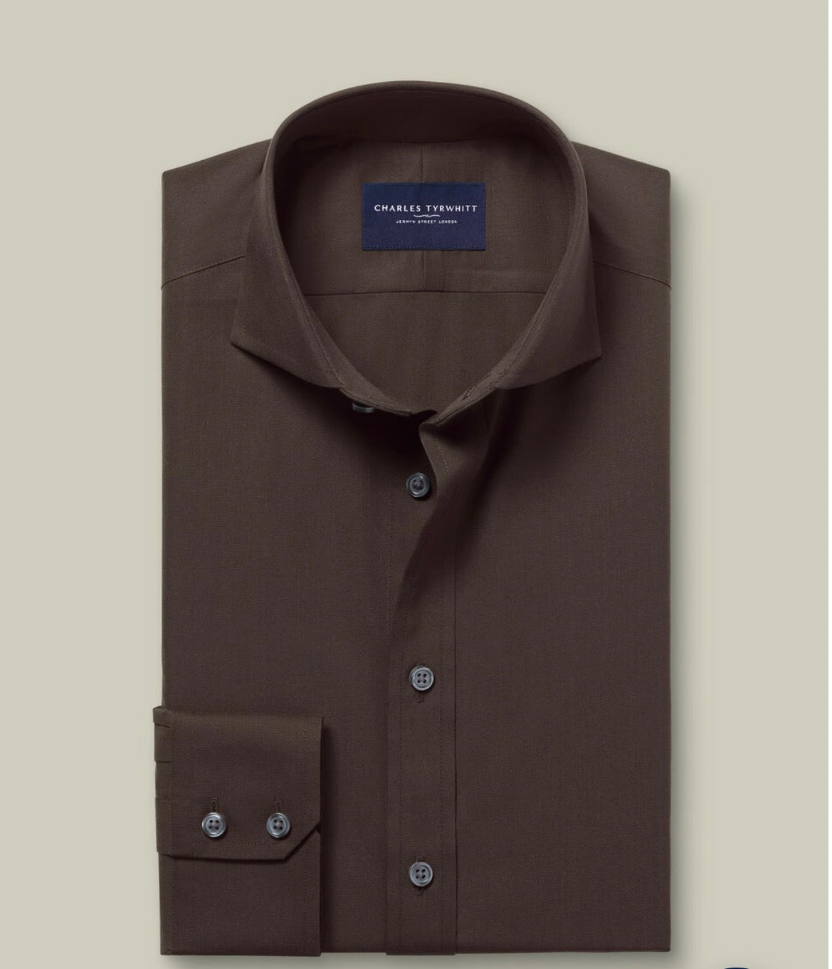 Non-Iron Stretch Poplin Slim Fit Shirt - Chocolate