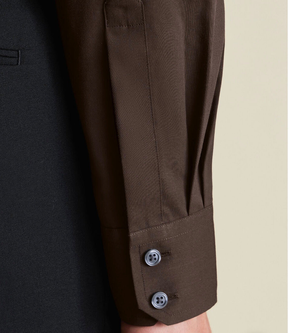Non-Iron Stretch Poplin Slim Fit Shirt - Chocolate