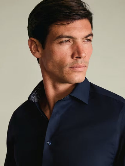Non-Iron Cotton Regular Slim Fit Shirt, Navy