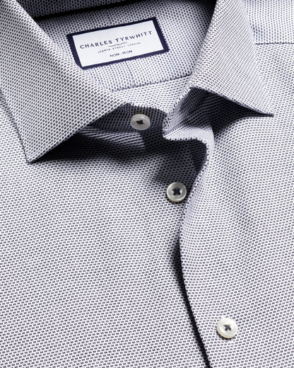 Non-Iron Stretch Texture Slim Fit Shirt - Dark Blue
